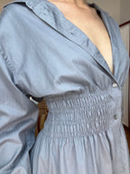 Elodie Top in Gray Sheen Stripes (M/L)