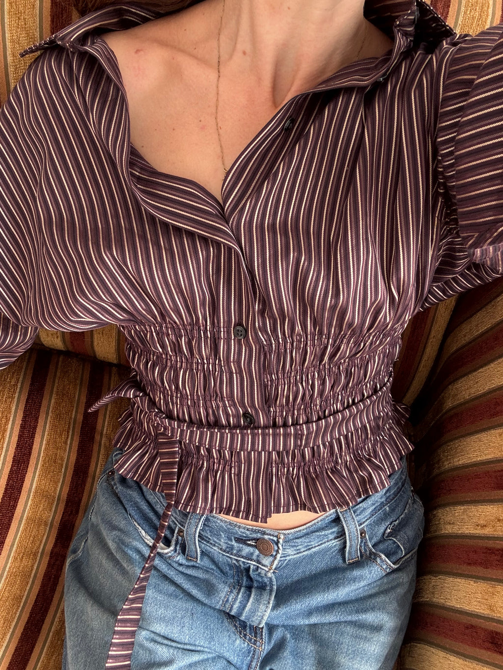 Marielle Top / Plum Gold Stripes (M-L)