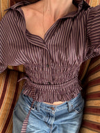 Marielle Top / Plum Gold Stripes (M-L)