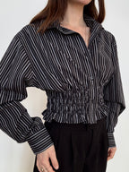 Marielle Top / Black & Gray Stripes / ML