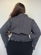 Marielle Top in BLACK & GRAY Stripes (1X-2X)