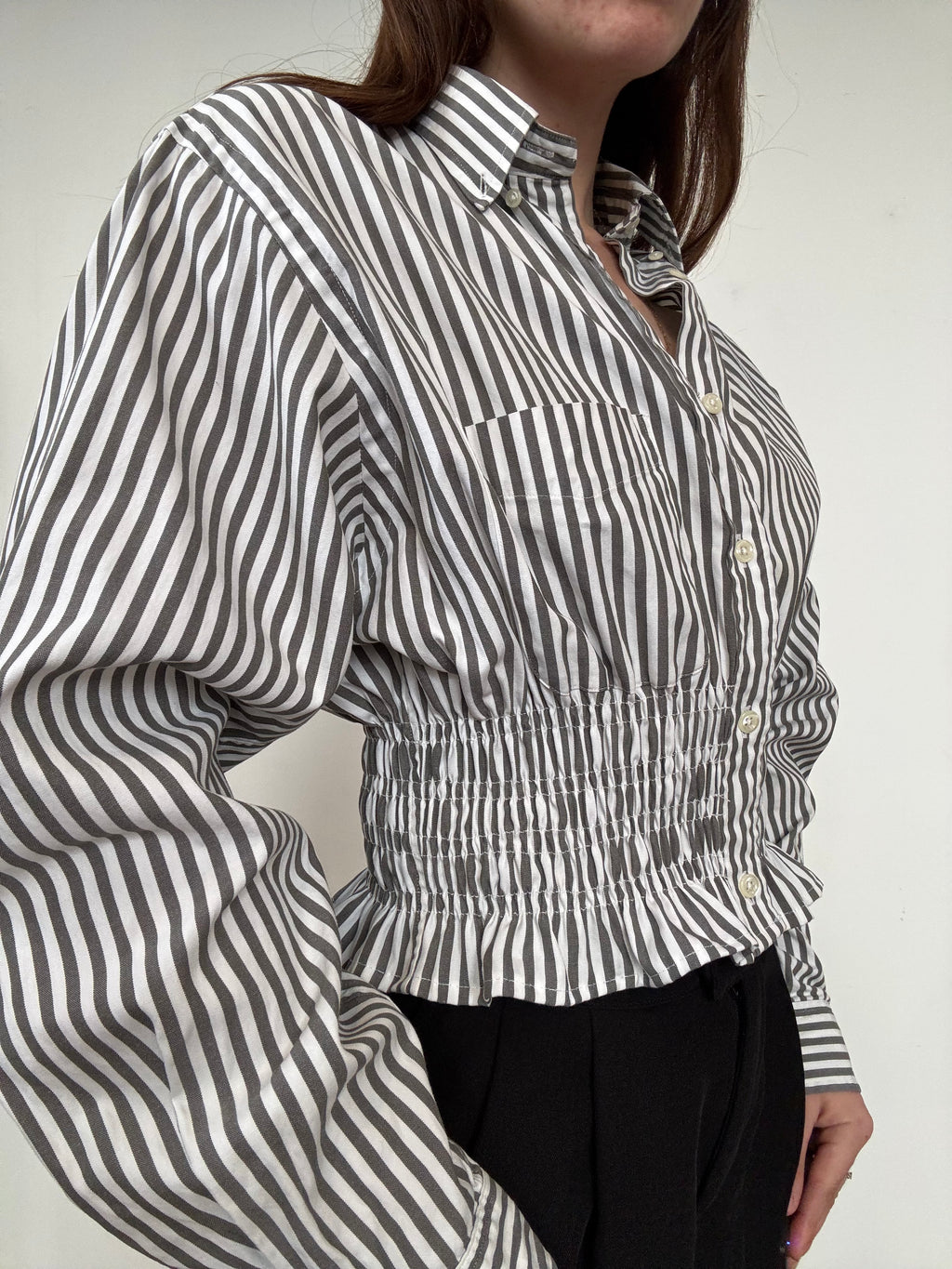 Marielle Top / Shaded Green Stripes / M