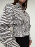 Marielle Top / Shaded Gray Stripes / M