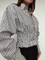 Marielle Top / Shaded Green Stripes / M