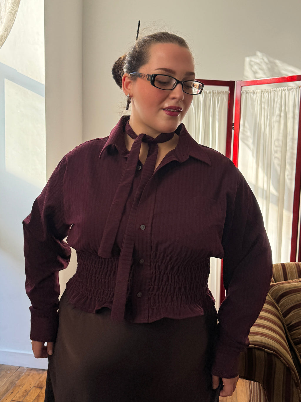 Marielle Top in WINE STRIPES (1X)