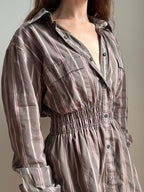 Elodie Top in Mousy Brown & Pink Stripes (L/XL)