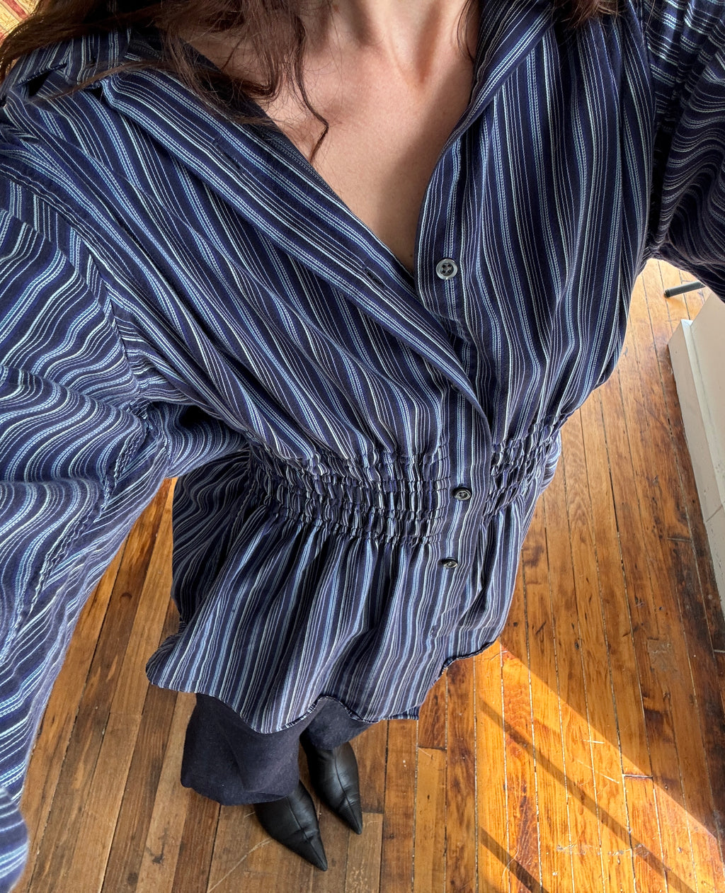 Elodie Top in Eclectic Blue Stripes (M/L)