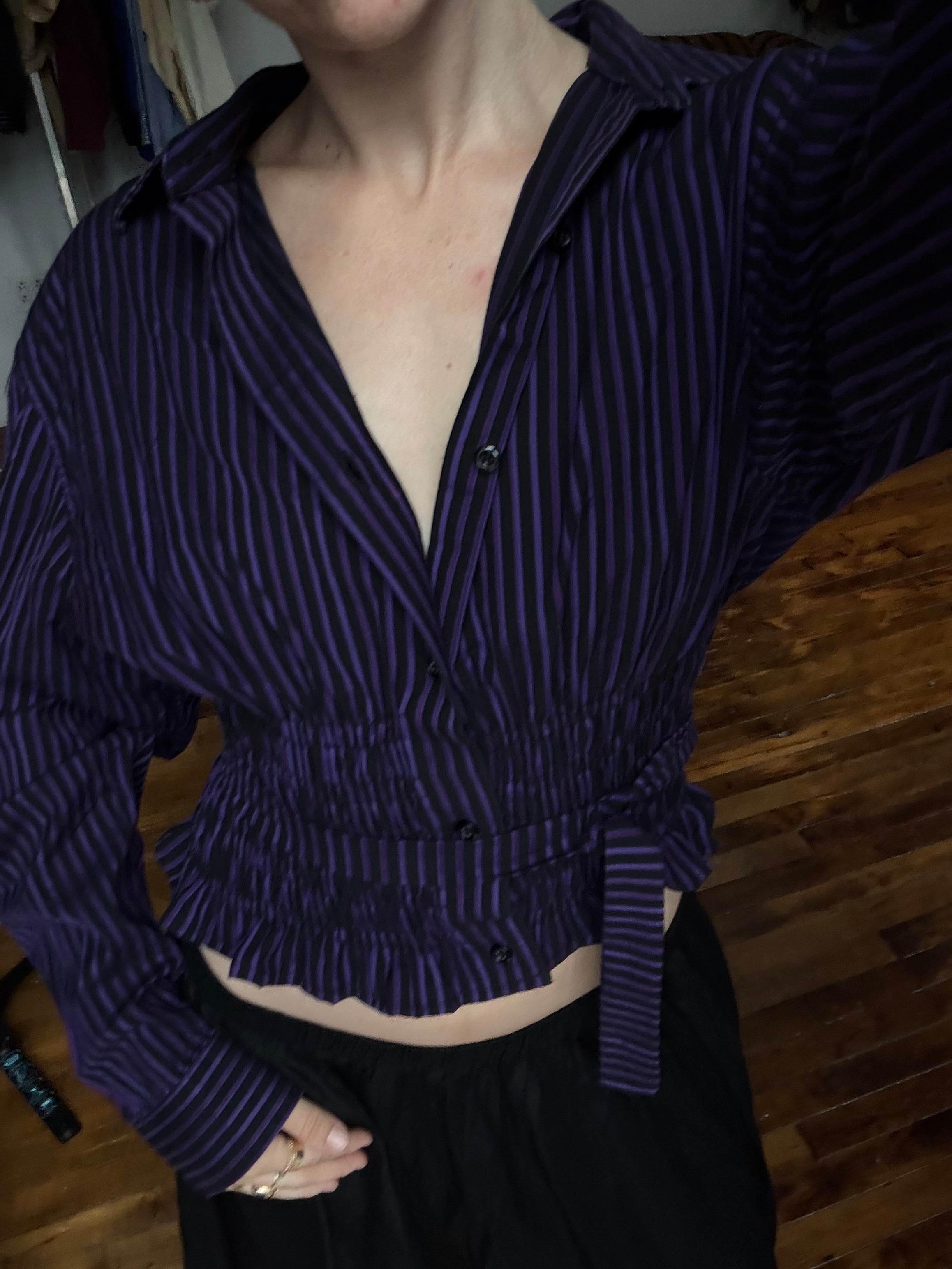 Marielle Top / Black & Purple Stripes (M)