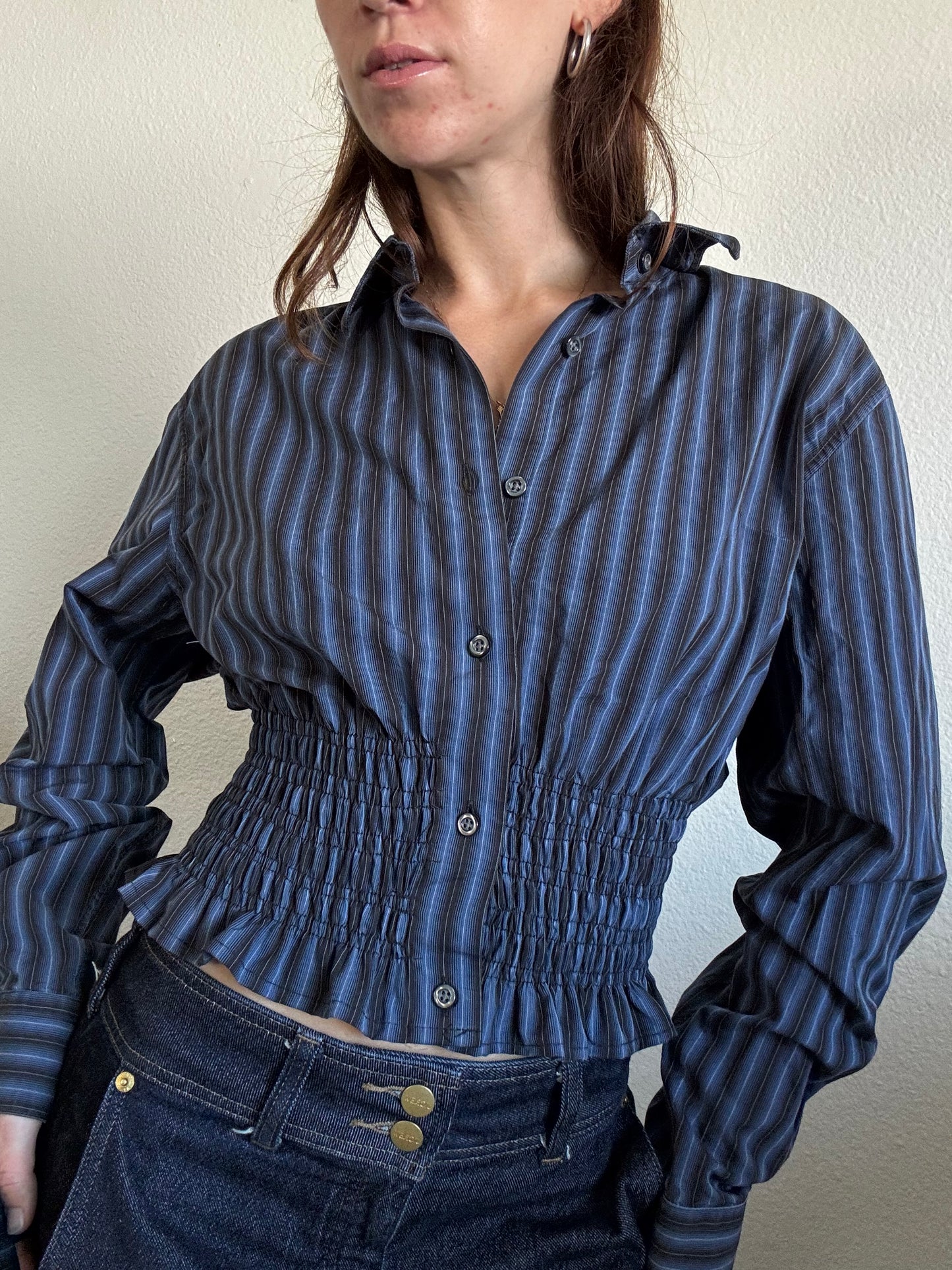 Marielle Top / Blue & Black Stripes