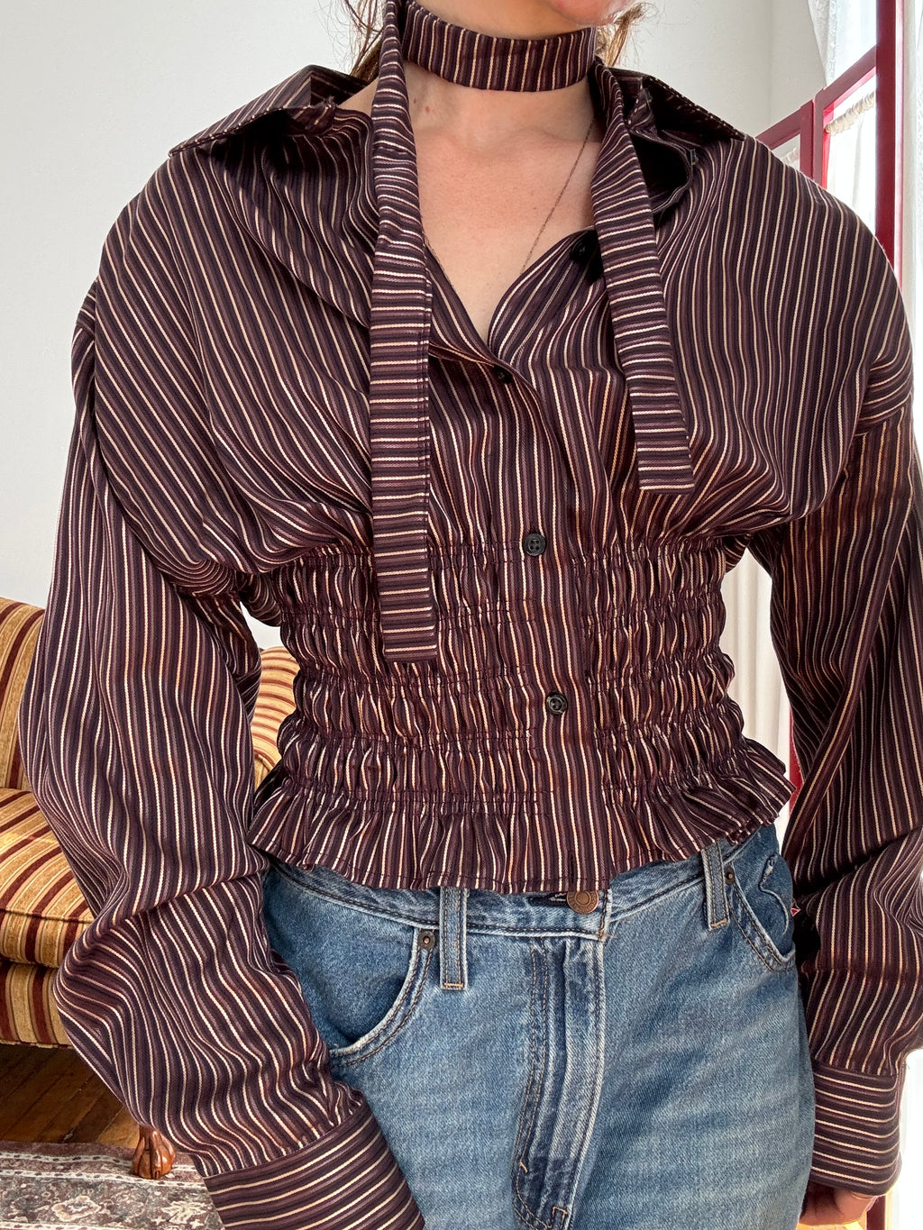 Marielle Top / Plum Gold Stripes (M-L)