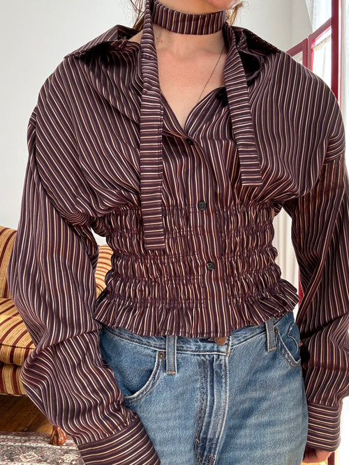 Marielle Top / Plum Gold Stripes (M-L)