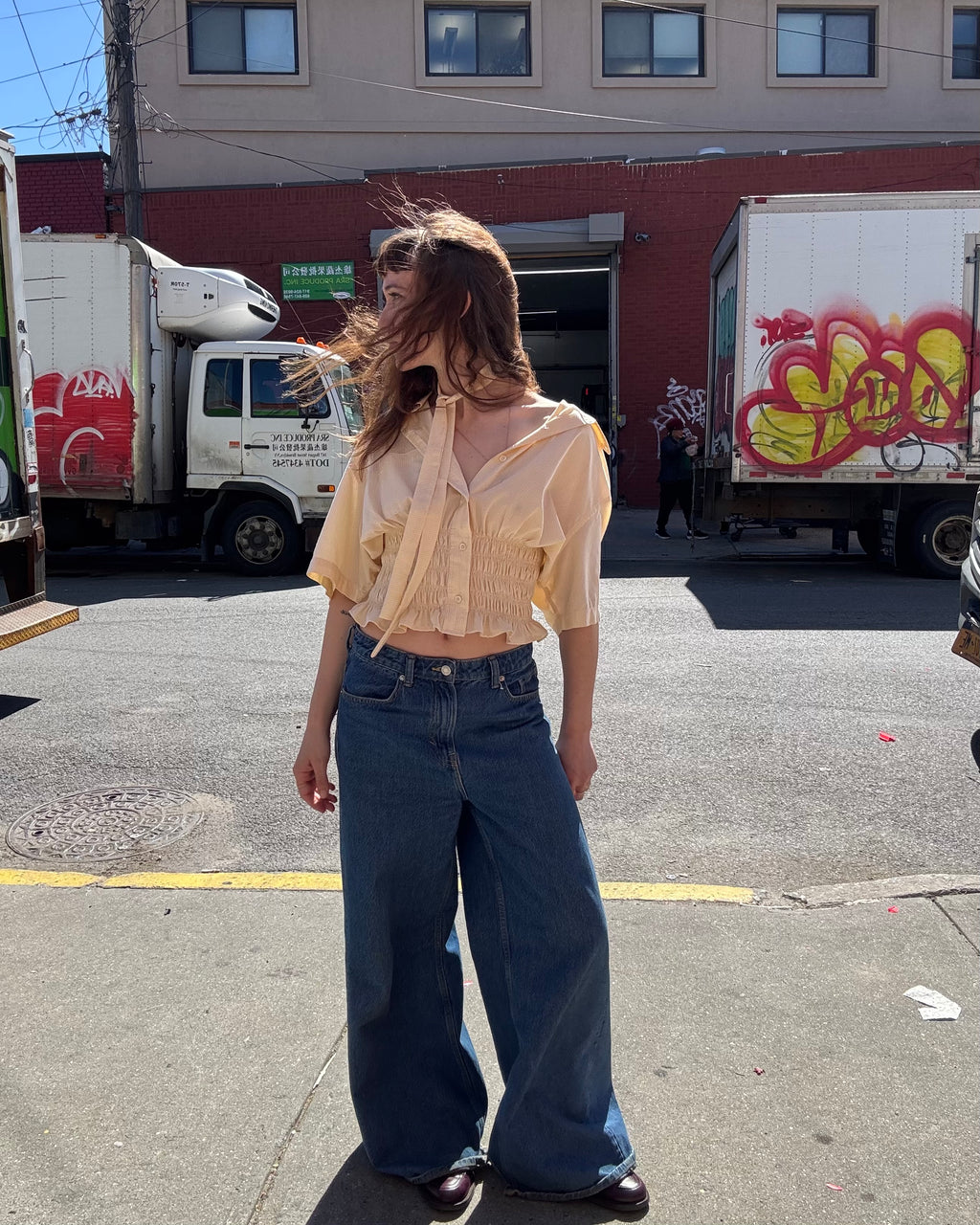 Marielle Top / Yellow Check Short Sleeves/ M-L