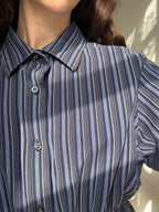 Elodie Top in Eclectic Blue Stripes (M/L)
