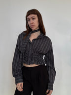 Marielle Top / Black & Gray Stripes / ML