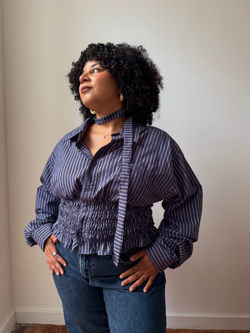 Marielle Top in Blue Stripes (L-XL)