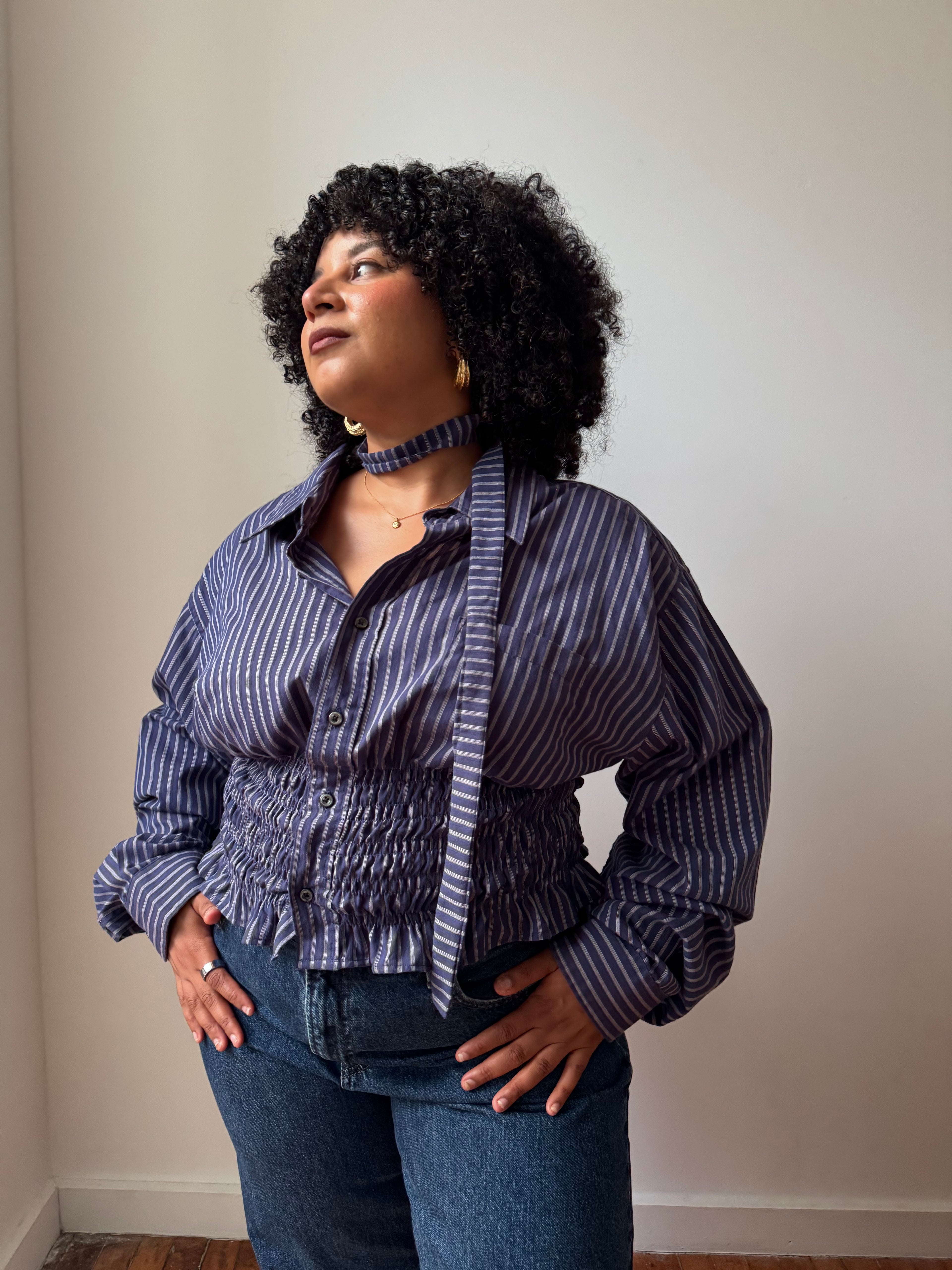 Marielle Top in Blue Stripes (L-XL)