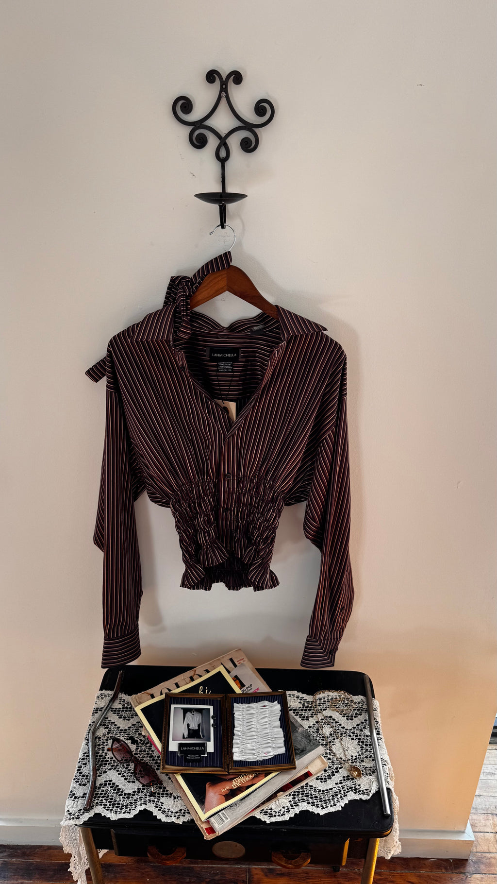 Marielle Top in Plum & Gold Stripes (M-L)