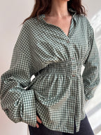 Elodie Top in Green Plaid (M/L)
