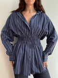 Elodie Top in Eclectic Blue Stripes (M/L)