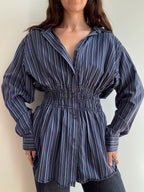 Elodie Top in Eclectic Blue Stripes (M/L)