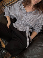 Marielle Top / Gray Contrast Stripes / LXL