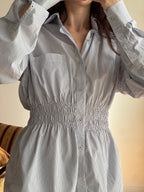 Elodie Top in Blue & White PinStripes (M/L)