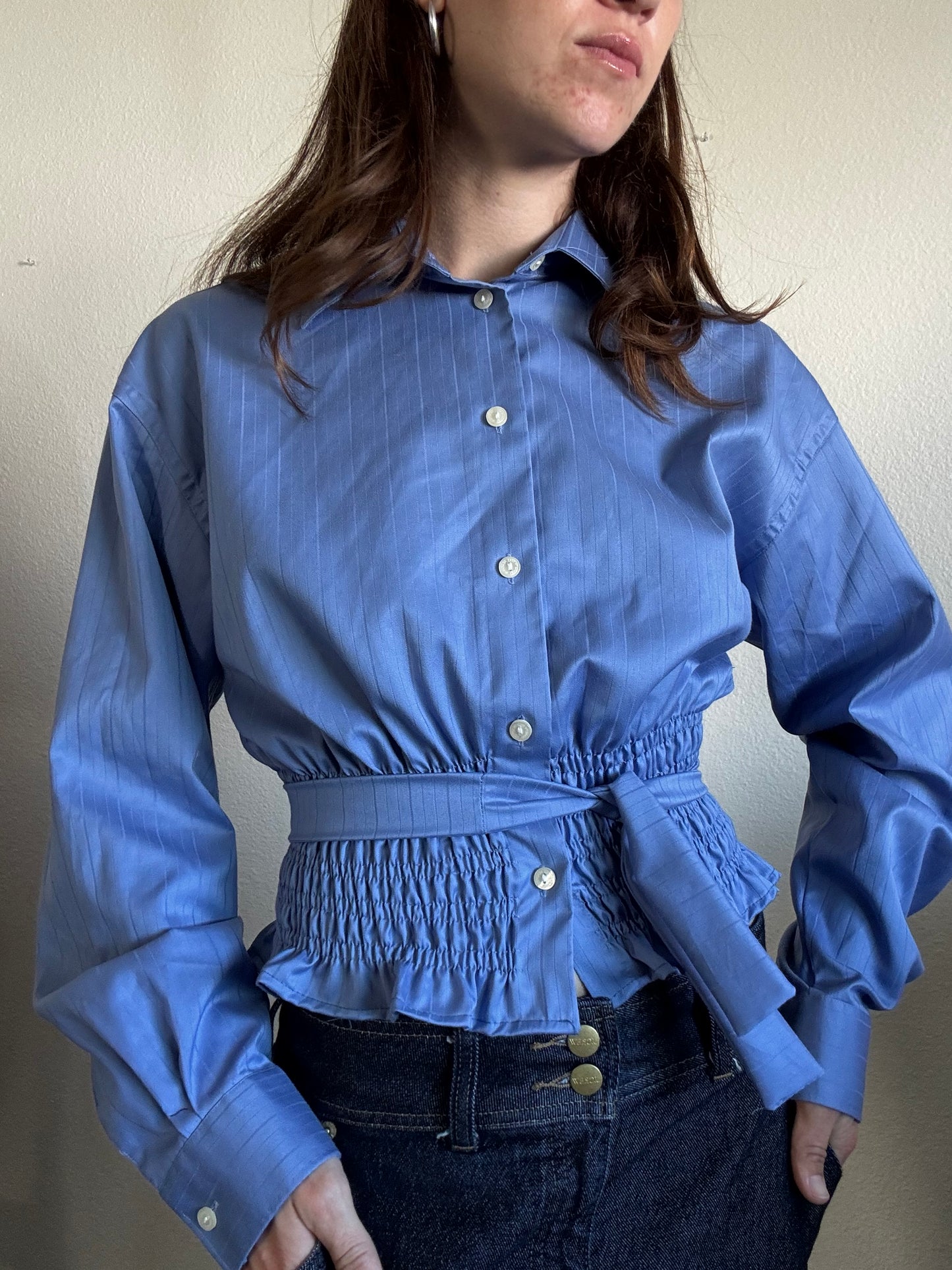 Marielle Top / Sheen Slate Stripes