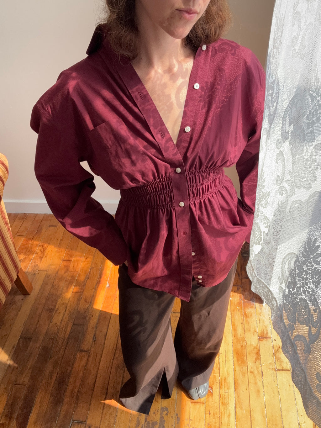 Elodie Top in Burgundy (M/L)
