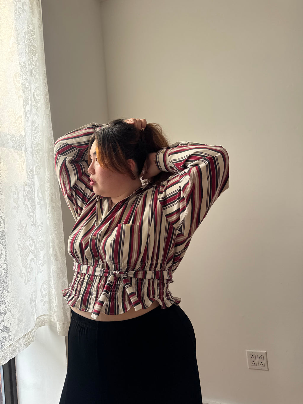 Marielle Top in Red Vintage Stripes (1X-3X)