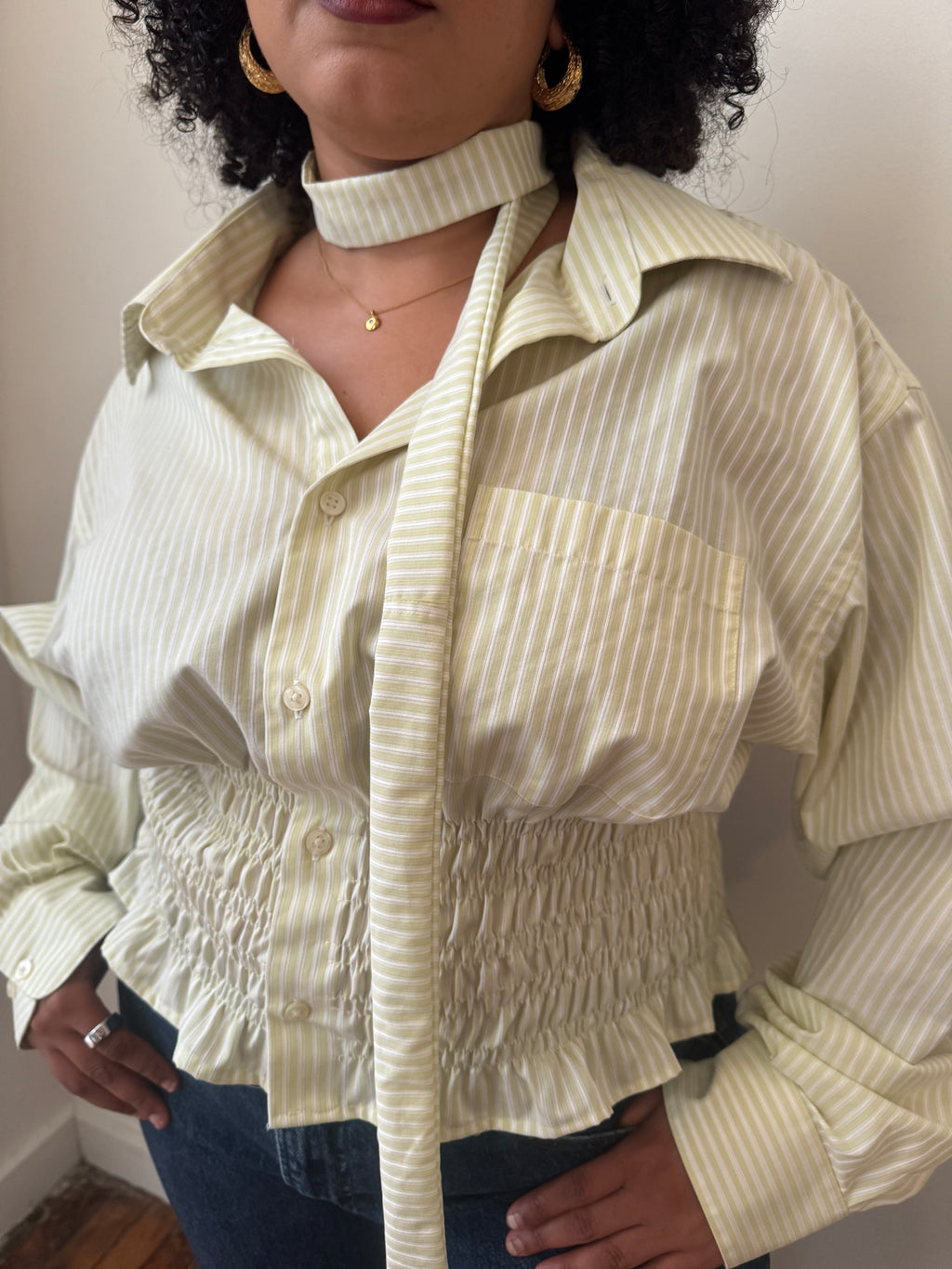 Marielle Top in Citrus Green Stripes (XL-1X)