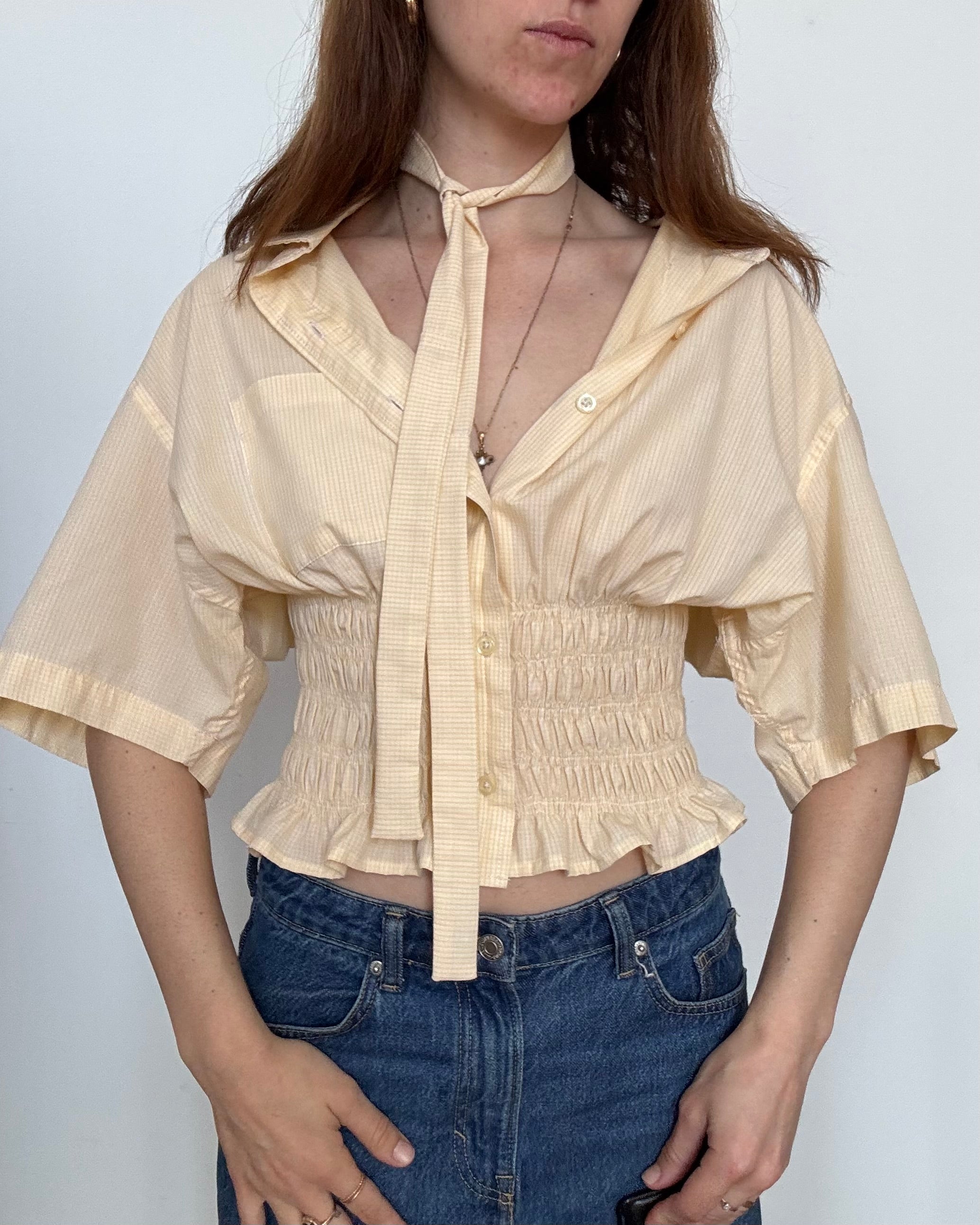 Marielle Top / Yellow Check Short Sleeves/ M-L