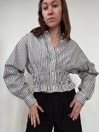 Marielle Top / Shaded Green Stripes / M