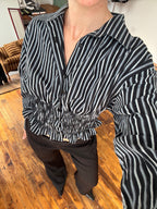 MARIELLE TOP in Black & Light Blue Stripes (S/M)