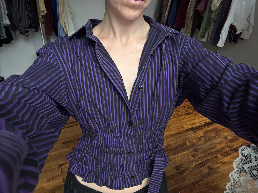 Marielle Top / Black & Purple Stripes (M)