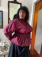 Marielle Top / Burgundy Polka Dots / XL- 1X