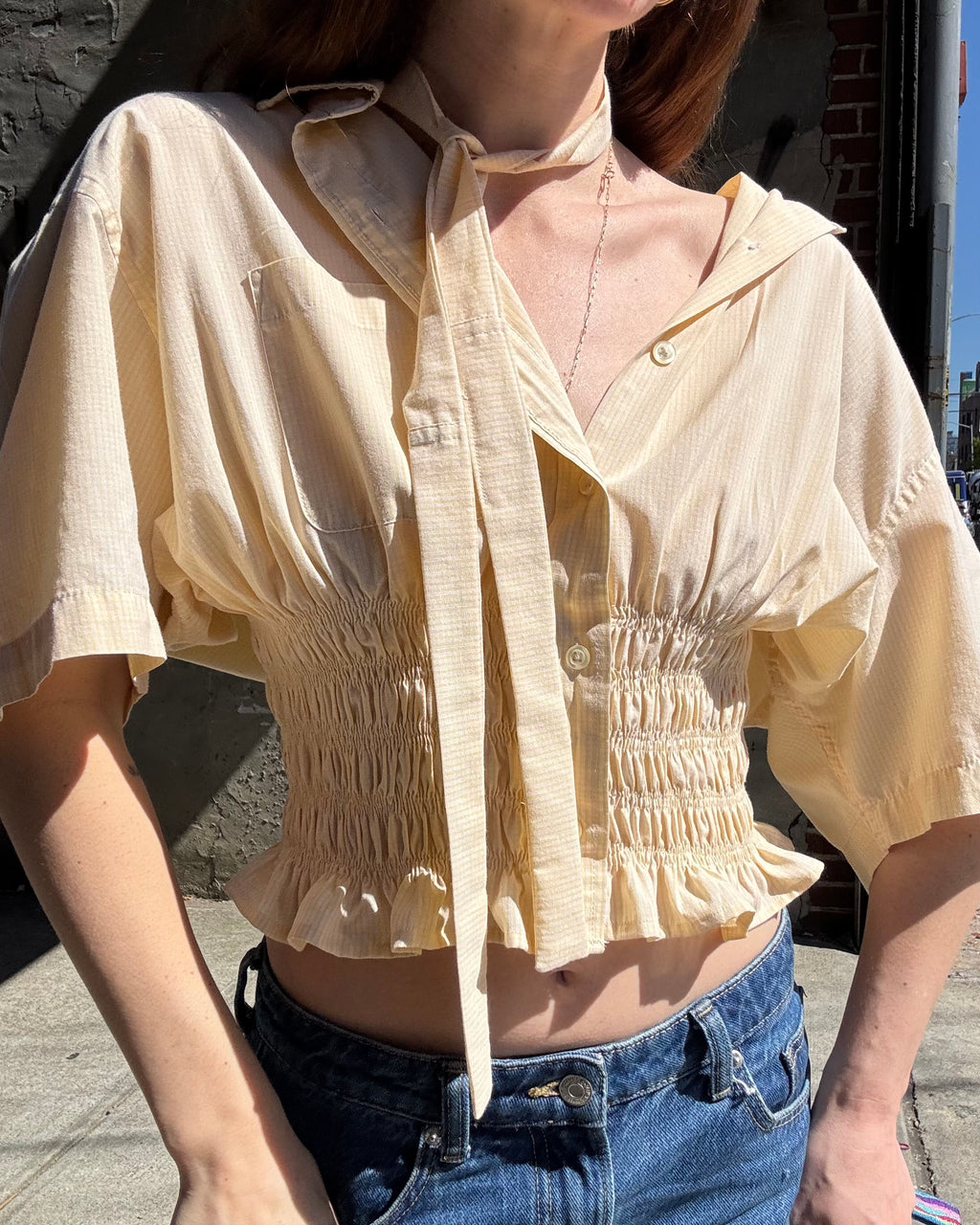 Marielle Top / Yellow Check Short Sleeves/ M-L
