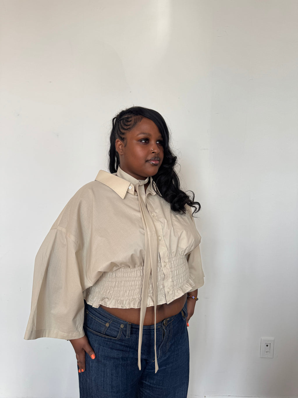 Marielle Top / Beige Short Sleeve 2X-3X