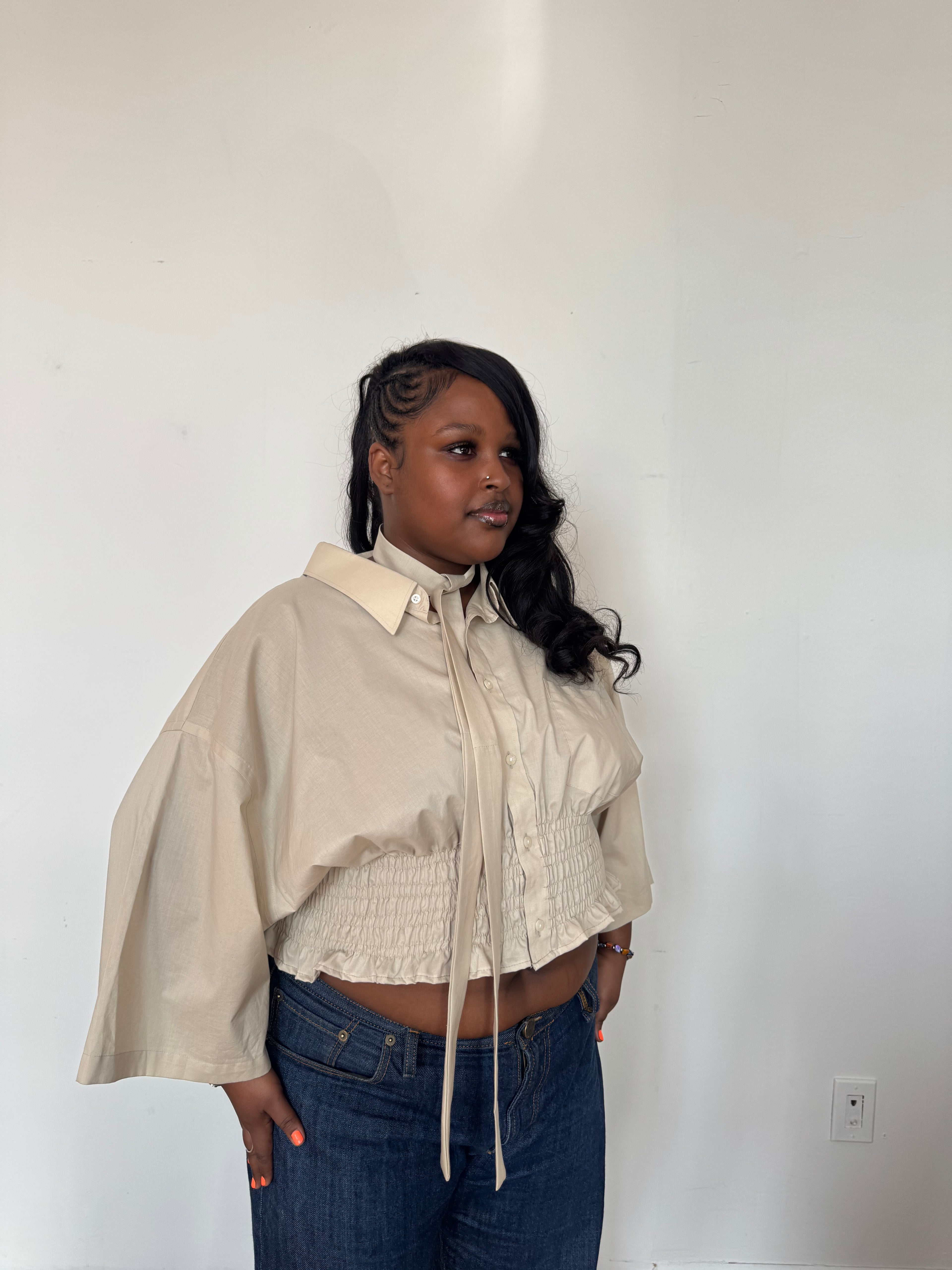 Marielle Top / Beige Short Sleeve 2X-3X