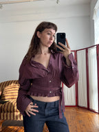 MARIELLE TOP in BURGUNDY Bistro Stripes (M/L)