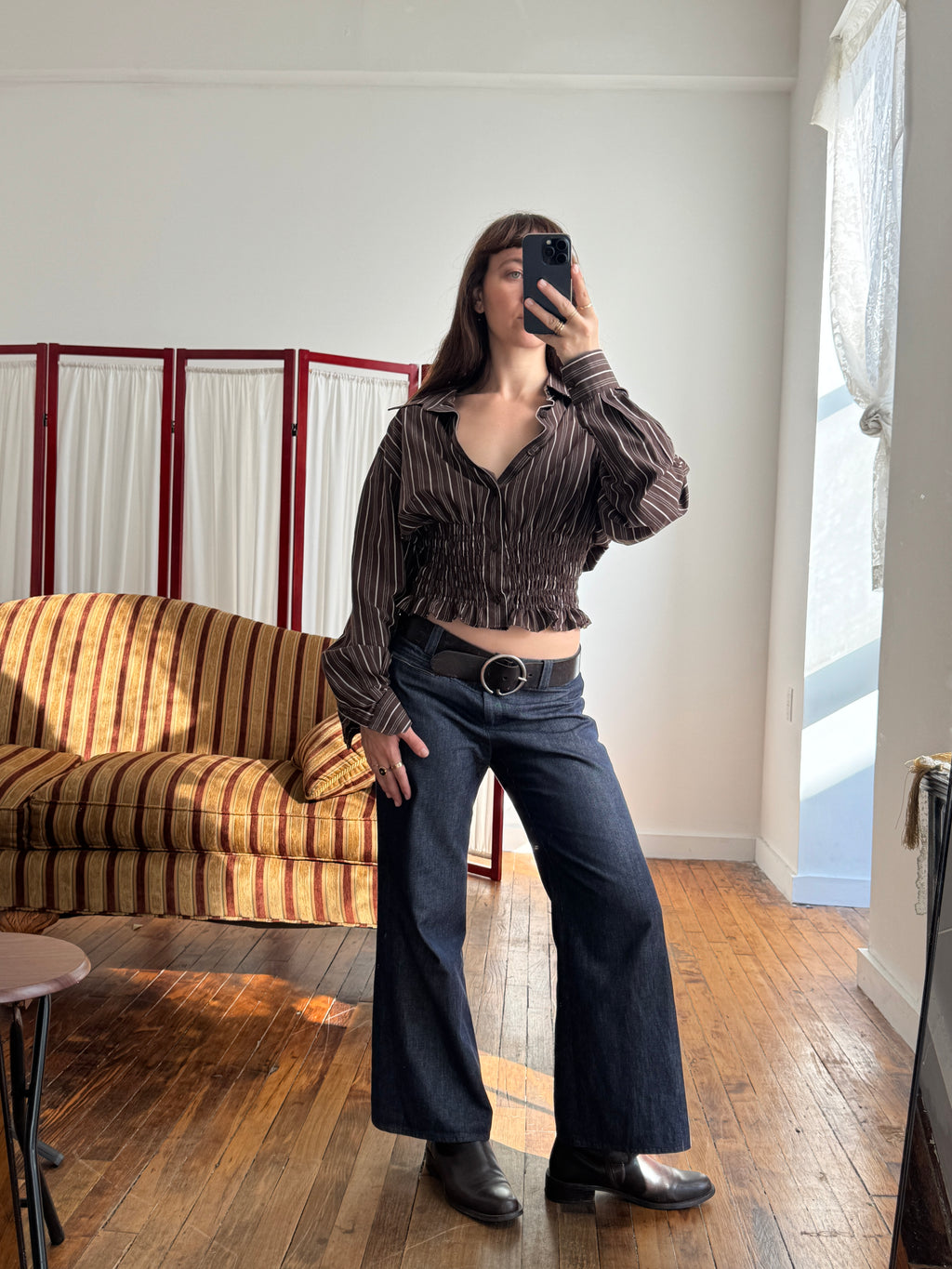 MARIELLE TOP in Brown Stripes (M/L)