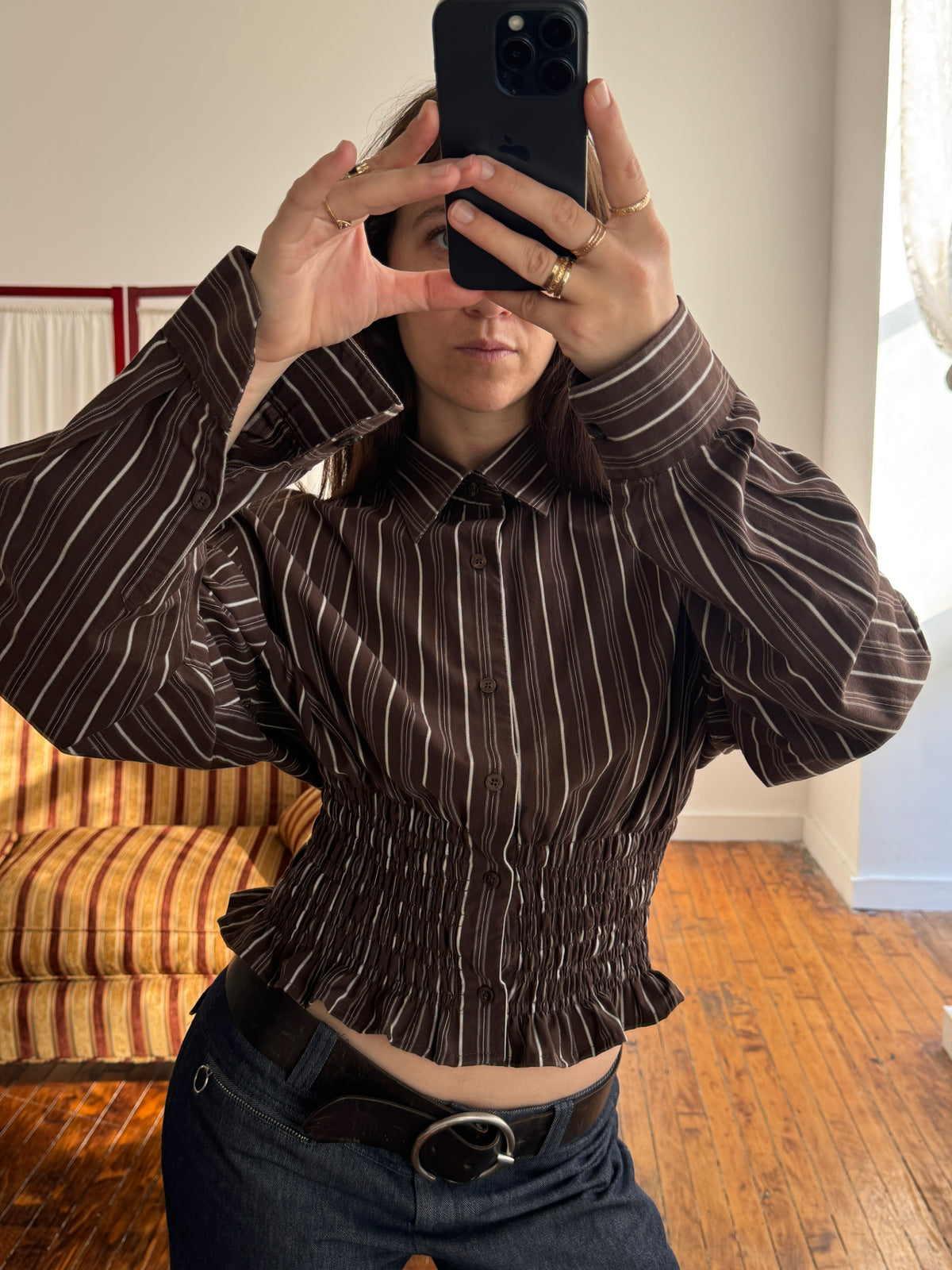 MARIELLE TOP in Brown Stripes (M/L)