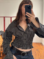 MARIELLE TOP in Brown & Gray Stripes (M/L)