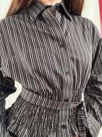 MARIELLE TOP in Brown & Gray Stripes (M/L)
