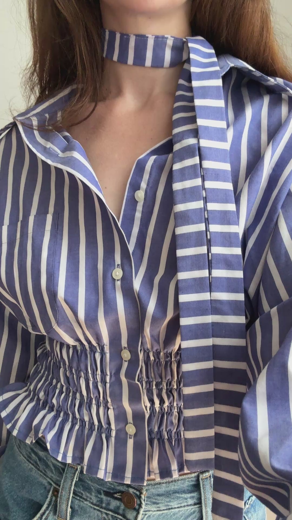 MARIELLE TOP in BLUE STRIPE (M/L)