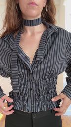 MARIELLE TOP in Black & White Stripes (S/M)