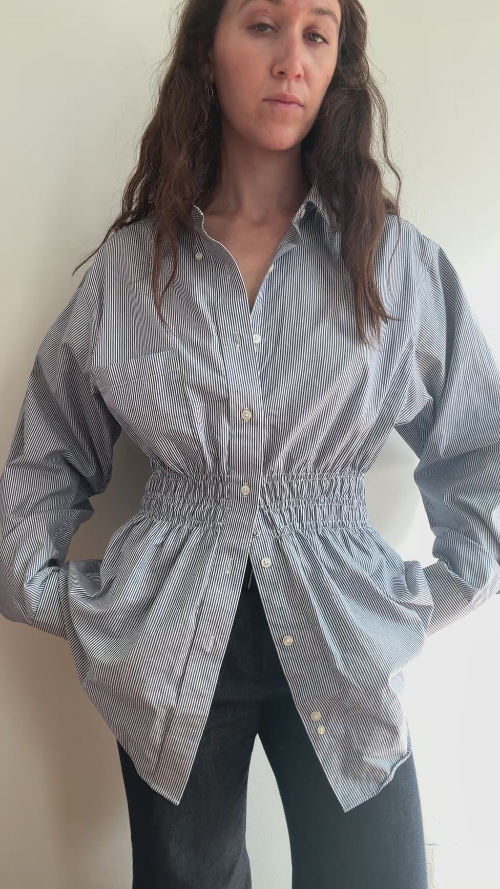 Elodie Top in French Blue Stripes (L/XL)