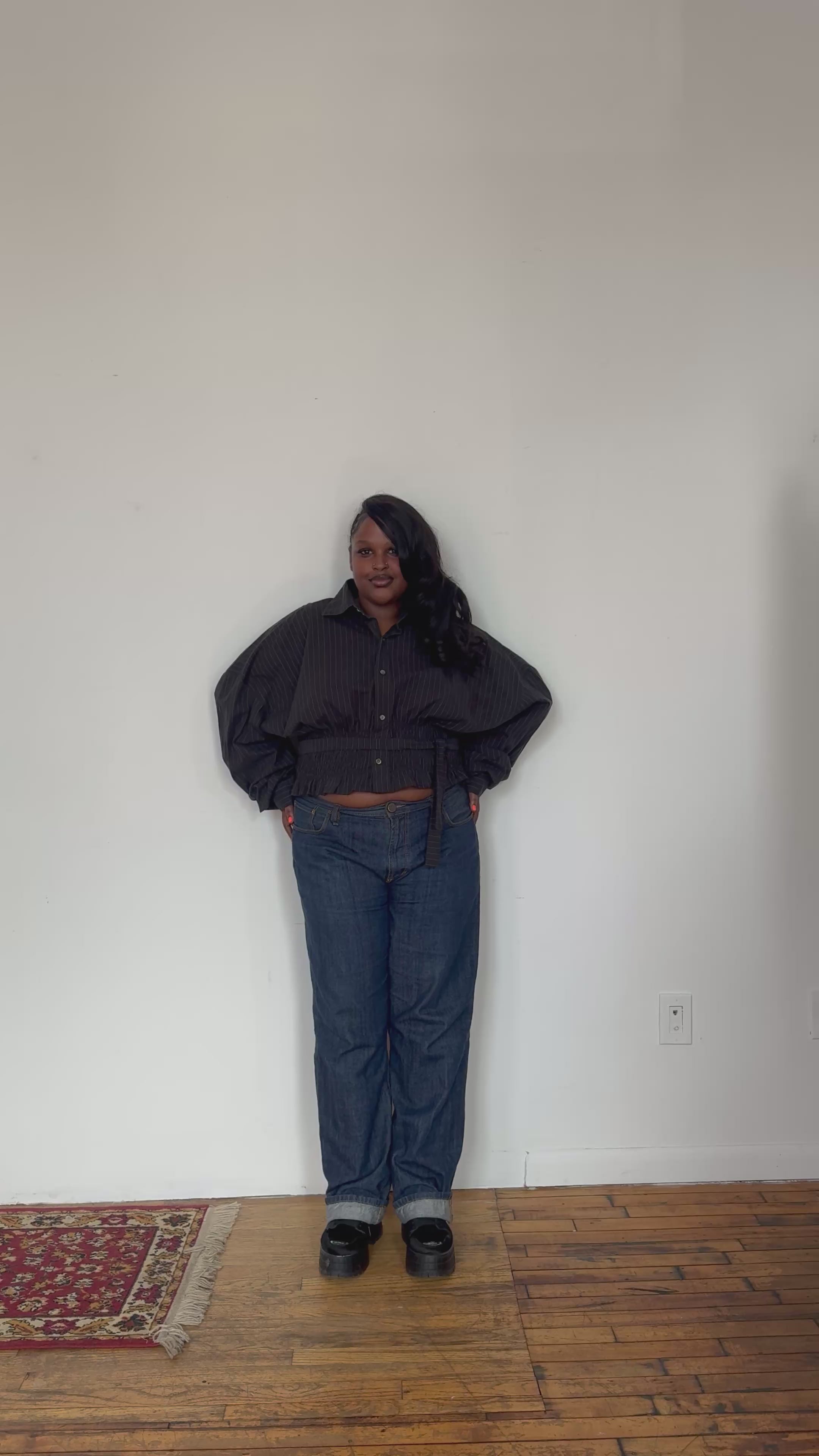 Marielle Top / Black Pinstripes 2X-3X