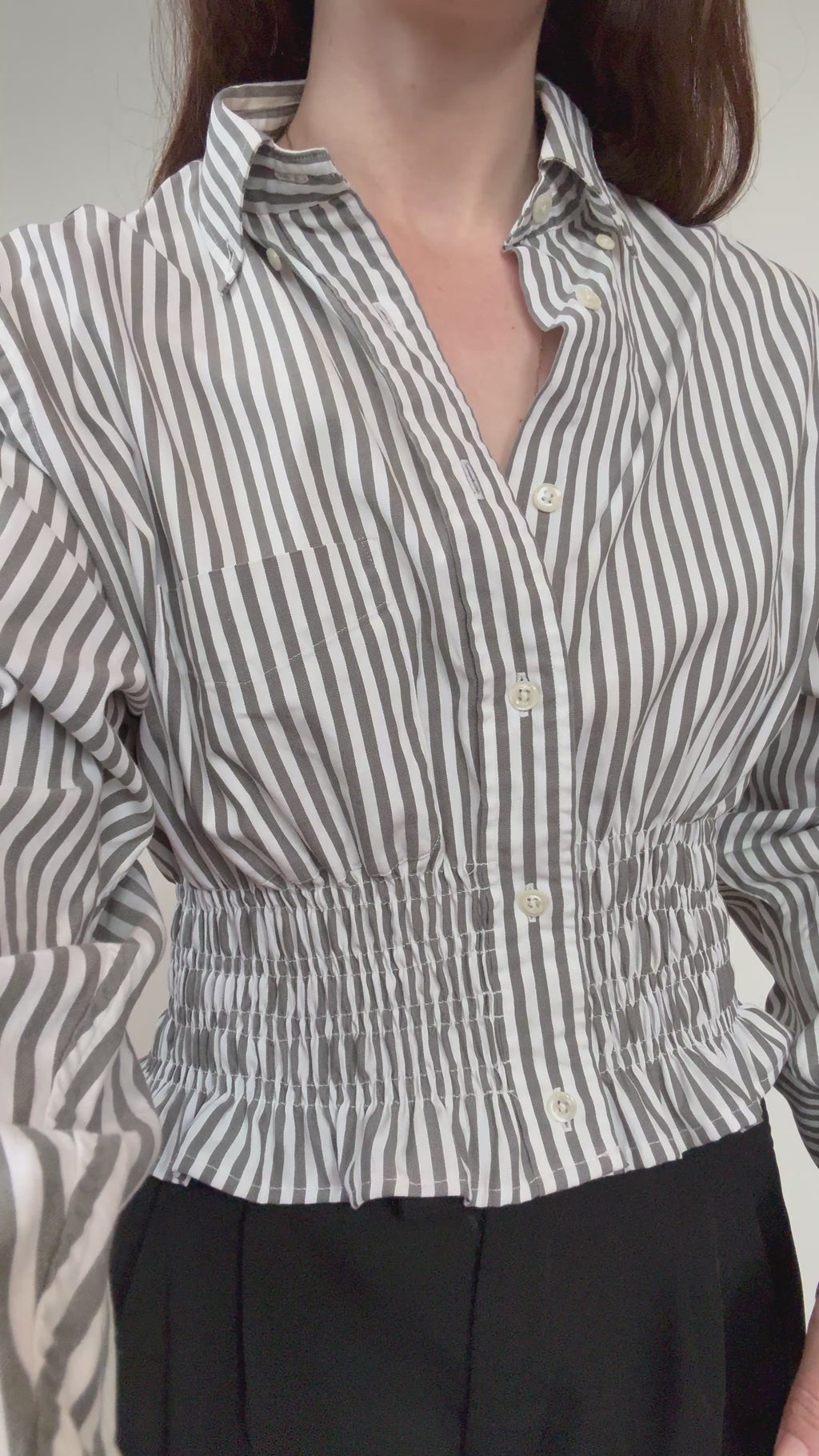 Marielle Top / Shaded Green Stripes / M