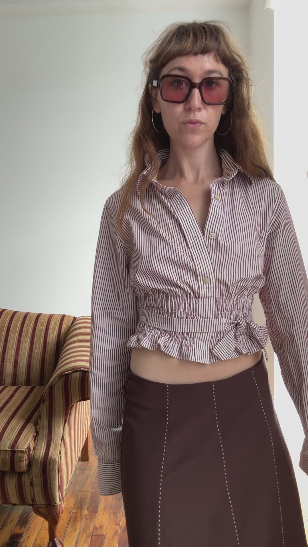 MARIELLE TOP in Raspberry Stripes (XS/S & Short Torso)