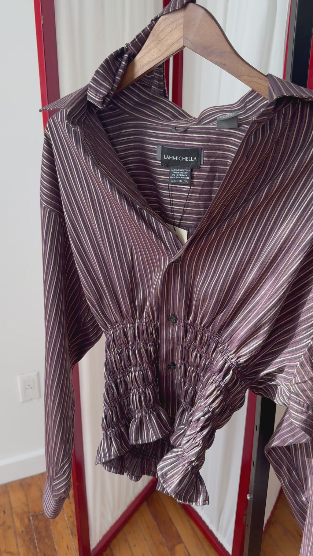 Marielle Top in Plum & Gold Stripes (M-L)